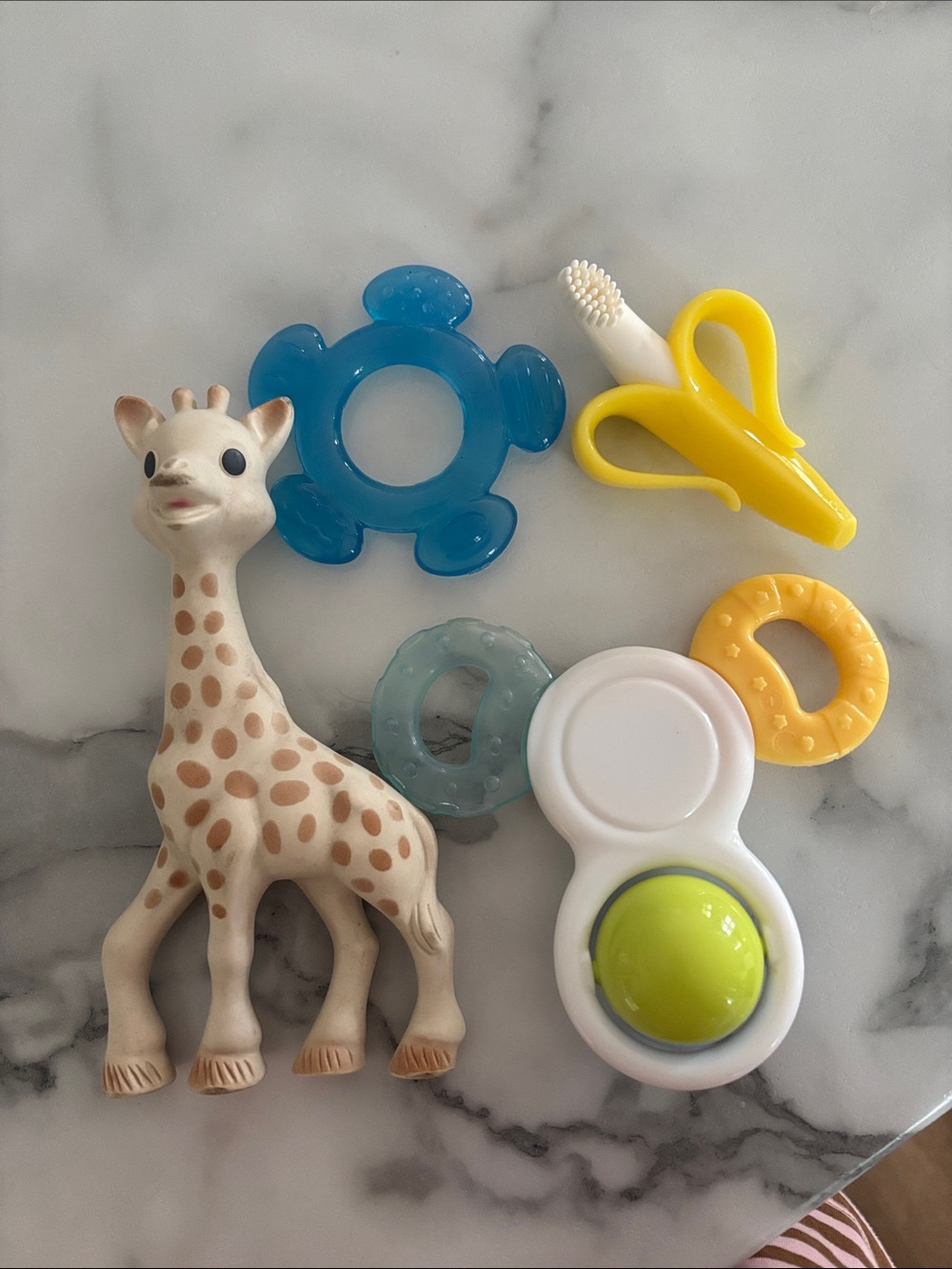 Fisher-Price Teething & Rattle Toy Set - Yellow, Blue, White, Cream